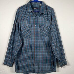 🔥🔥 Vintage 80’s LEVI’S Plaid PEARL SNAP LS Western Shirt Navy/Rust Men XL - GU